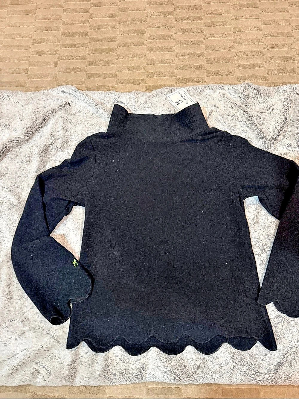 Dudley Stephen Pullover Black turtleneck with scallop detail